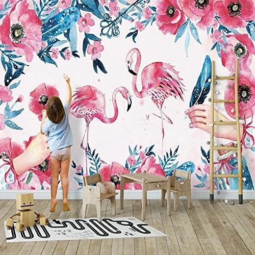 XLMING Aquarell Flamingo 3D Tapete Home Dekoration Wohnzimmer Sofa Schlafzimmer Tv Hintergrund Wand-150cm×105cm