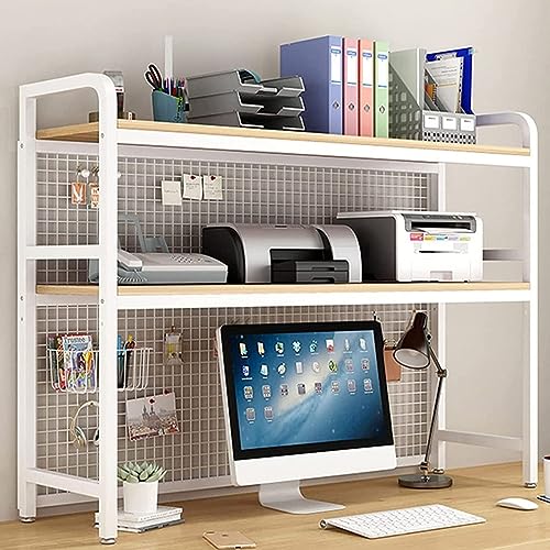 Schmiedeeisernes Schreibtisch-Bücherregal - Verstellbares Schreibtisch-Bücherregal/Bücherschrank aus Metall, Gitter-Schreibtisch-Aufbewahrungsregal, Modernes Schreibtisch-Organizer-Regal, für Büro/K