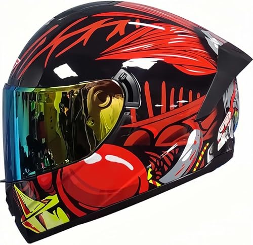 Integral-Motorradhelm Mit Doppeltem Antibeschlag-Visier, DOT/ECE-Zugelassener Integral-Motorradhelm Für Männer, Frauen, Erwachsene C,S55~56CM