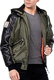 Cipo & Baxx Herren Bomberjacke College Jacke Biker Übergangsjacke Kapuze CM134 Khaki XL