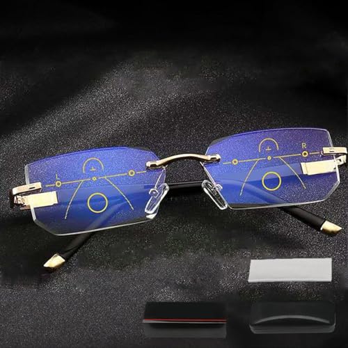 LooshienEU Intelligente Zoom Brille, Smart Glasses Lesebrille Dual-Focus Blaulichtfilter Gleitsichtbrille Zoom Brille Mit Brille Box Blaulicht Sehhilfe Lesehilfe Brillen für Herren Damen