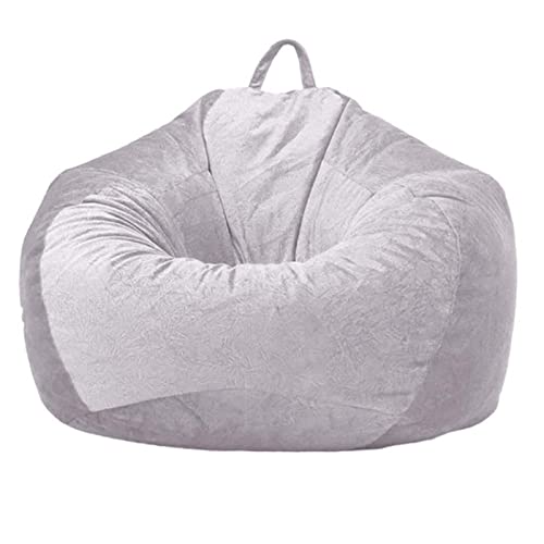 JHLD Sitzsack-Sesselbezug (Ohne Füllung), Extra Große Sitzsack Stuhlbezug Plüsch Weiche Sofabezug Sitzsack Hülle Für Kinder Und Erwachsene-hellgrau-100x120 cm