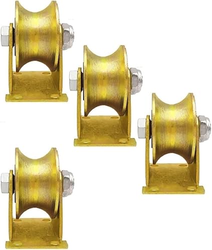 Set mit 4 Rillenrädern, Hochleistungsrollen, 7,6 cm (3 Zoll), U-Rillen-Laufrollen, Stahlriemenscheibe aus rostfreiem Stahl für den Austausch von Schiebetürrollen, U, 59 mm