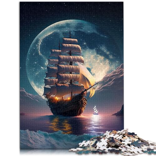 Puzzle-Spiele, Boot, Mondnacht, Puzzle, 1000 Teile, Puzzle für Erwachsene, Holzpuzzle eignet ganze Familie und die 1000 Teile (50 x 75 cm)