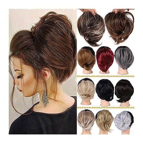 Haarteil Unordentlicher Haarknoten, Donut-Chignon for Frauen und Mädchen, synthetisches Haarteil, elastisches Gummiband, Haarknoten-Erweiterungen, Fulffy Pferdeschwanz-Haarknoten-Erweiterungen Haarver