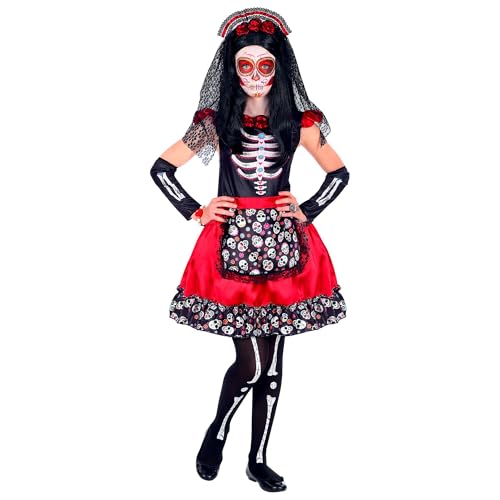 "MUJER DIA DE LOS MUERTOS" (dress, arm warmers, headpiece with veil) - (164 cm / 14-16 Years)