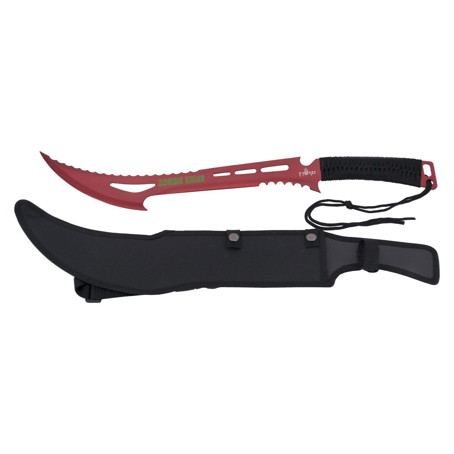 THIRD Rodcutter Machete 16157R Rot eloxierte Edelstahlklinge 44 cm mit geflochtenem Seilgriff, Nylonscheide