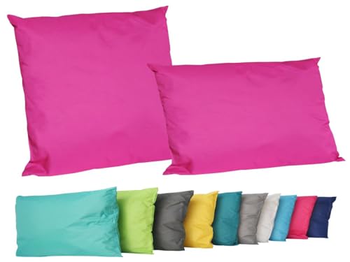 JACK 2er Set Outdoor Lounge Kissen Set 45x45cm + 30x50cm Dekokissen Inkl. Füllung Wasserfest Sitzkissen Garten Lotus Effekt, Farbe:Pink