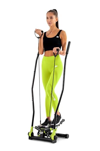 Hop-Sport Swing Stepper HS-45S Slim Up-Down-Side-Stepper für Zuhause - Ganzkörpertraining - inkl. Trainingscomputer (Limettengrün)