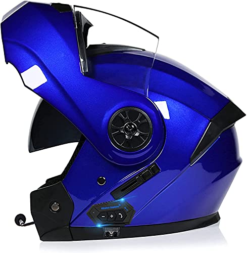 WRMIGN Bluetooth integralhelm Motorradhelm Klapphelm Integrierter Motorrad Helm Damen Herren Antifog-Doppelspiegel ECE-Zertifizierung mit Motorrad-Helm Roller-Helm mit Doppelvisie