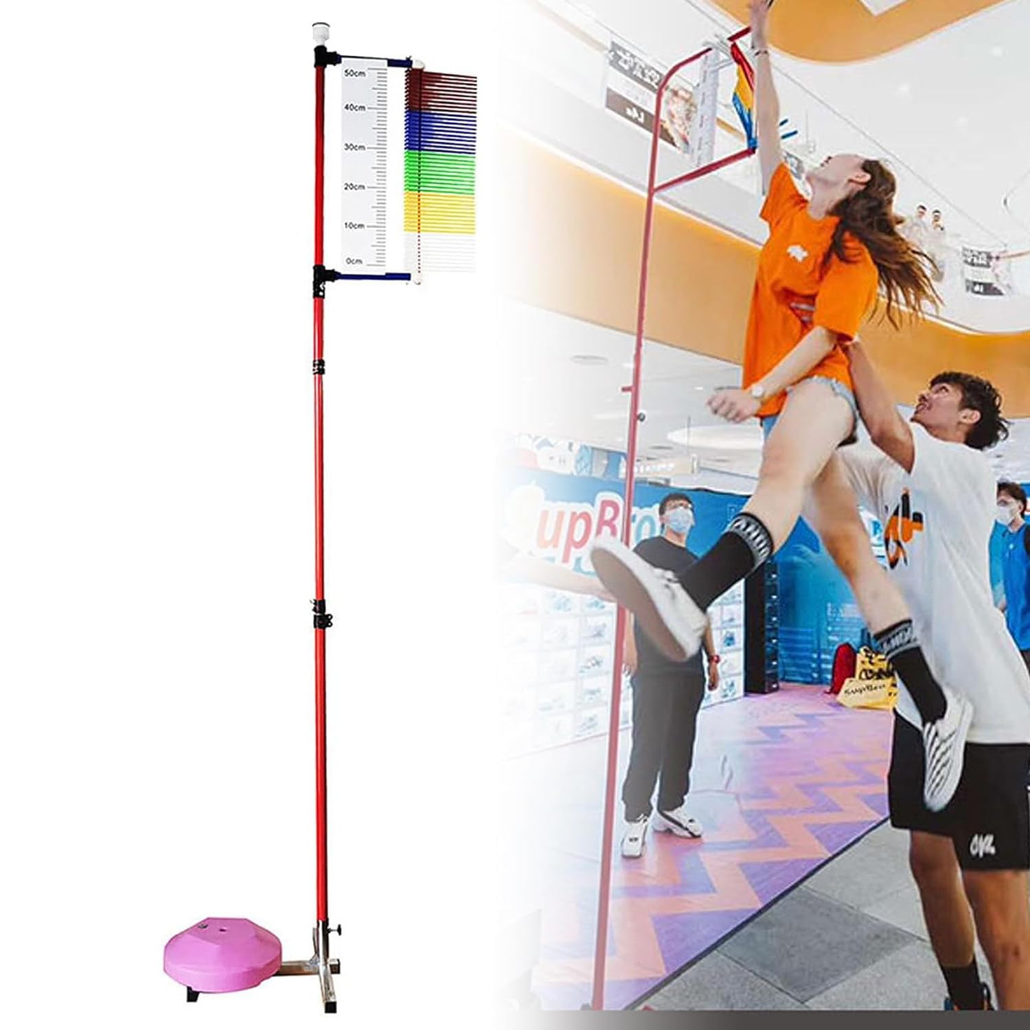 Qiang Vertikaler Sprungtester Fitness Vertikalsprung Messgerät Vertikal Sprungtrainer Bewertungstool Für Sprungtests Bounce Trainer Gerät 3,9–11,5 Fuß Verstellbarer