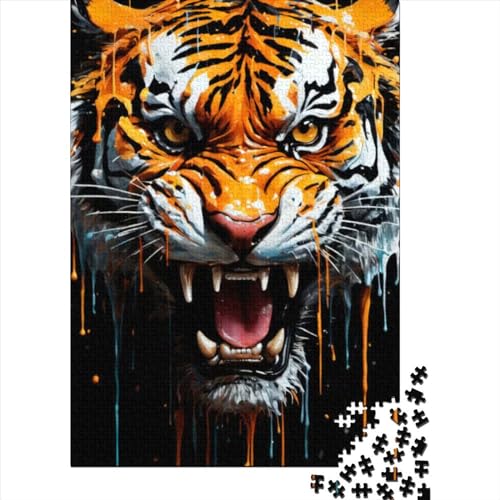 Tropfende Farbe Tiger Art Puzzles für Erwachsene Art Puzzles für Erwachsene 1000 Teile Puzzles für Erwachsene Lernspiel Challenge Toy (Size : 75x50cm)