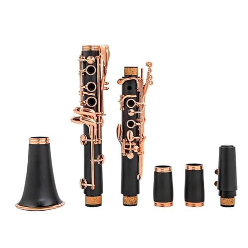 Musikinstrument-Klarinette Bb-Klarinette Lack Roségold 17 Tasten Klarnet Schwarz Clarinete