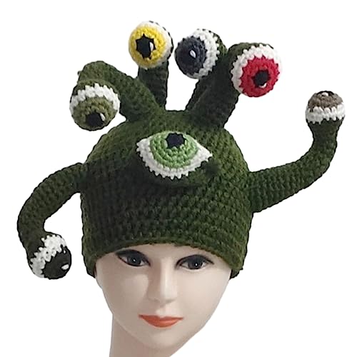 Handgefertigter Oktopus-Augenhut Y2K Mädchen Hut pillingresistent Tier Cosplay Hut weibliche Selfie Party Kopfbedeckung Strickkopfbedeckung Kleid Zubehör