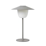 blomus Mobile LED-Tischleuchte -ANI LAMP- | Akku Tischlampe aus Aluminium | Farbe Satellite| Ø 22 x 33H cm | 2 Helligkeitsstufen per Touch | Outdoor