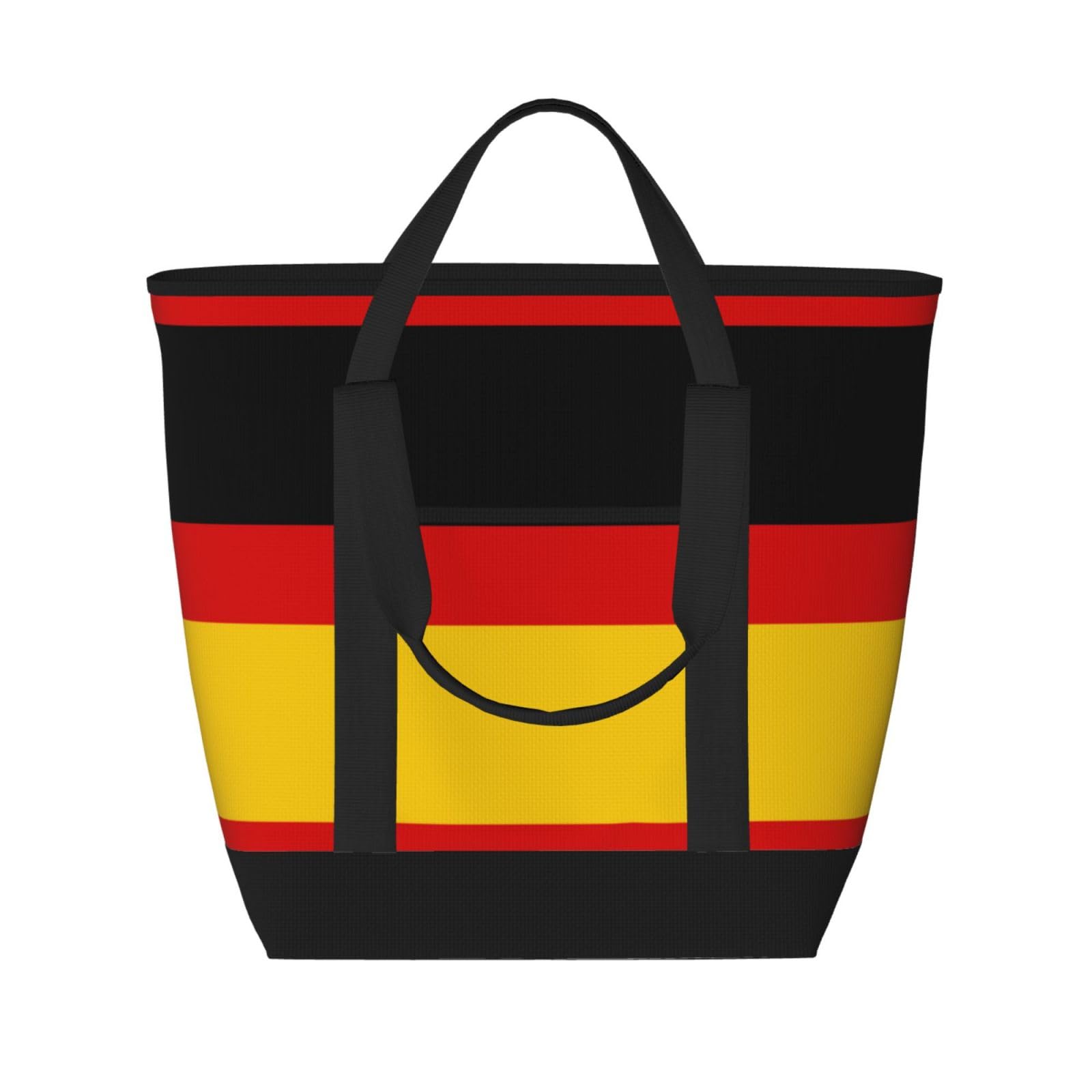 YQxwJL Isolierte Kühltasche mit deutscher Flagge, großes Fassungsvermögen, Einkaufstasche, Reisen, Strand, wiederverwendbare Einkaufstasche für Erwachsene, Schwarz, Einheitsgröße