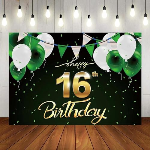 Alles Gute zum 16. Geburtstag Prinz Prinzessin Fotografie Hintergrund Party Blau Silber Banner Dekor Zubehör Poster Requisiten Brackground Banner 240X180cm