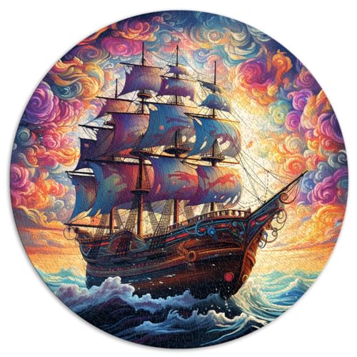 Puzzle für Piratenschiff, farbenfrohes 1000-teiliges Puzzlespiel, 26,5 x 26,5 Zoll, lustiges Puzzle, ganze Familie