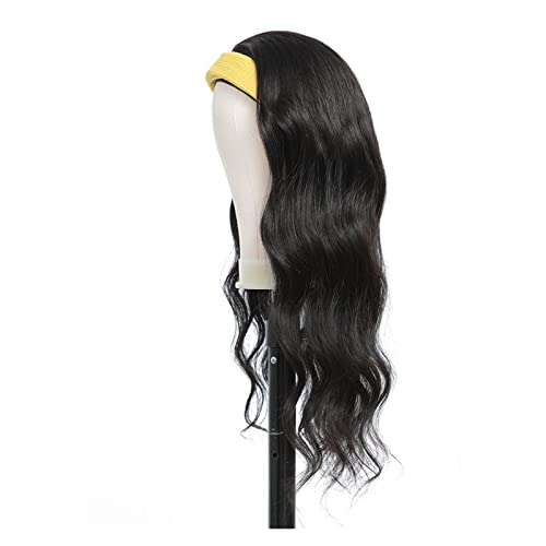 Perücken Brasilianische Körperwellen-Stirnband-Perücken 100% Echthaar-Stirnband-Schal-Perücken for Frauen Natürliches Remy-Haar Maschinell hergestellt ohne Klebstoff Damenperücke(Color:10 inch)