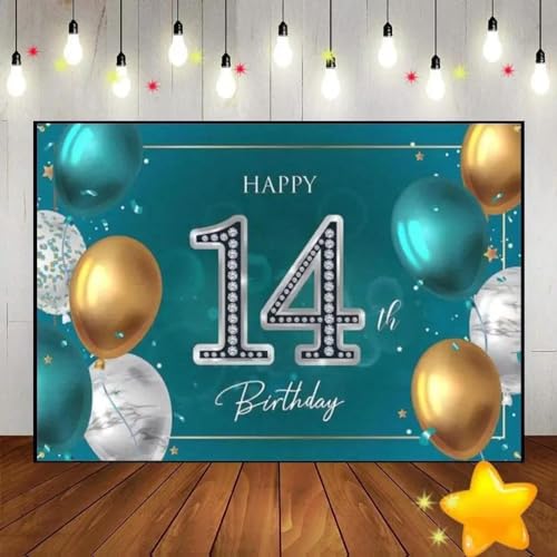 Alles Gute zum 14. Geburtstag Mädchen Geschlecht Enthüllen Party Ballon Green Screen Prinz Fotografie Junge geboren Requisiten Süß Hintergrund 350x230cm