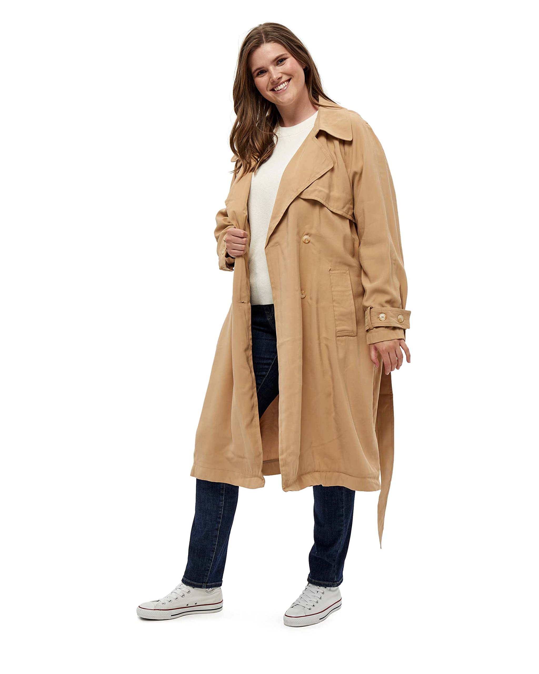 Peppercorn Delilah Trenchcoat Kurve | Jacke Damen In Beige | Frühling Damen Mantel | Größe 52