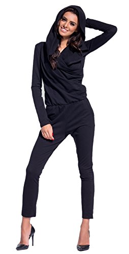 Lemoniade eleganter Jumpsuit mit Langen Ärmeln, elegantem Schnitt und ausgefallenen Details (L (40), Modell 3 Schwarz)