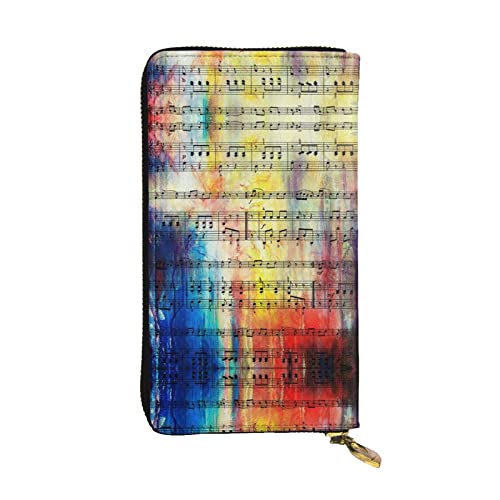 DMORJ Vintage Music Note Leder lange Clutch Geldbörse: 19 x 10 cm bequem leicht wasserdicht langlebig schönes Geschenk, Schwarz, Einheitsgröße, Schwarz , Einheitsgröße