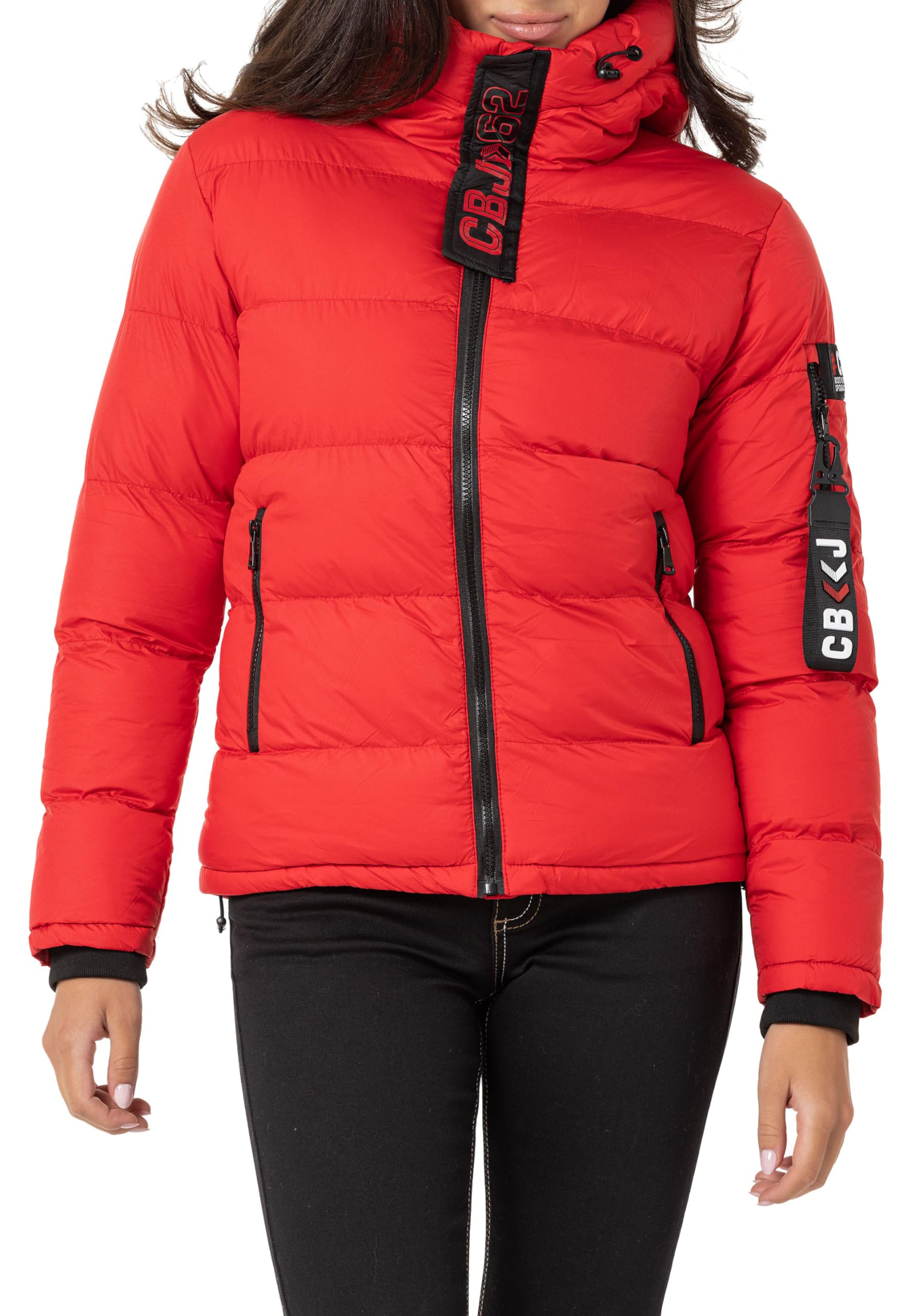 Cipo & Baxx Damen Steppjacke Winterjacke Jacke Kapuze Stehkragen WM138 Rot M