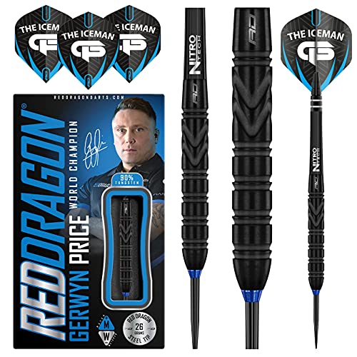 RED DRAGON Gerwyn Price Back to Black 26g - Tungsten Darts Set mit Flights und Schäfte