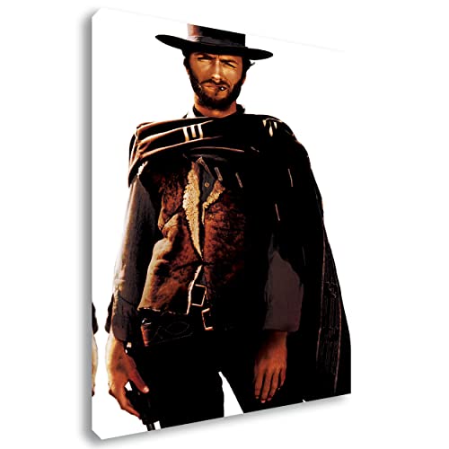 Artis Prints Leinwandbild Clint Eastwood | Cowboy - Hollywood, Wandbild auf Keilrahmen gespannt - Klein bis XXL, Wohnzimmer - Flur - Dekoration