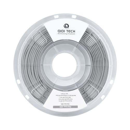 QIDI TECH Geruchloses ABS Filament 1.75mm, 3D Drucker Filament, 1 KG Spule (2.2lbs), 3D Druck Filament für die meisten FDM 3D Drucker, Silber