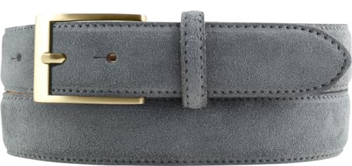 BELTINGER Gürtel aus Veloursleder 3,0 cm | Velour-Ledergürtel für Herren 30mm | Wildleder-Gürtel mit goldener Gürtelschließe | Dunkelgrau 90cm