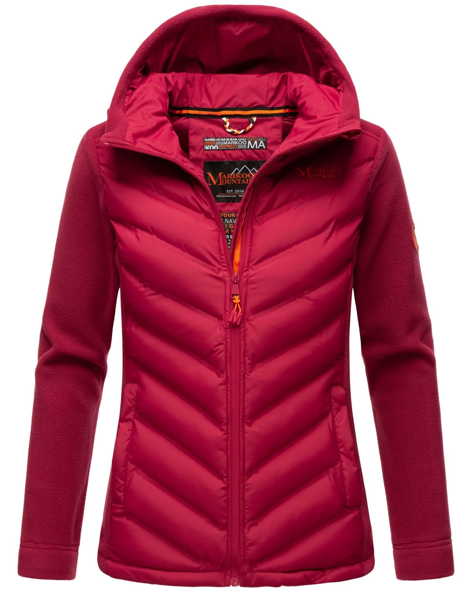 MARIKOO Damen Fleece Hybrid Jacke Trekking Wanderjacke Übergangsjacke [B929-Haruna-Fuchsia-Gr.L]