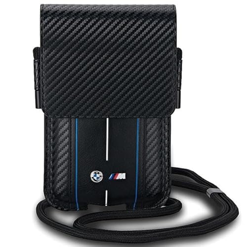 CG MOBILE BMW Tasche BMPSP15XMSCAKL Wallet Bag Schwarz Carbon Blue Stripes