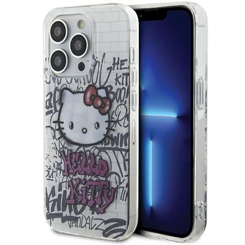 Hello Kitty HKHCP13LHDGPHT Hülle für iPhone 13 Pro / 13 6.1" Weiß hardcase IML Kitty On Bricks Graffiti