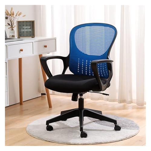 BFVAKBKYT Home Office Ergonomischer Schreibtischstuhl, Moderner Executive-Drehstuhl mit Lordosenstütze, Verstellbarer Hocker, Roll-Drehstuhl mit Armlehnen, Drehstuhl(Blue)