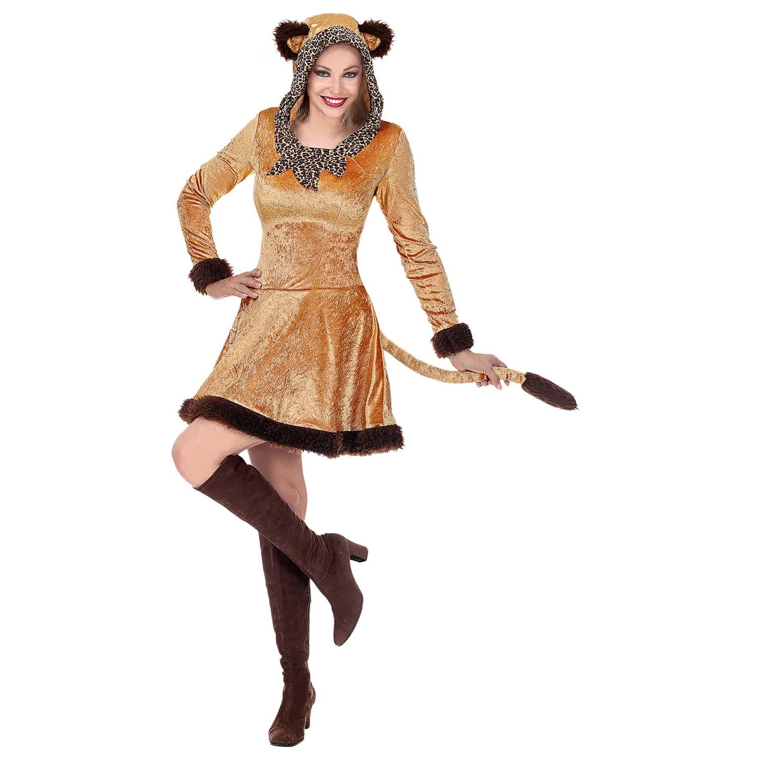 Widmann - Kostüm Leopardin, Kleid mit Kapuze, Karneval, Mottoparty