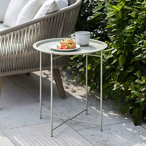 CKB LTD Clay - Stahl Outdoor Bistro Tablett Tisch klappbare Stangenbeine und abnehmbare Tablett Top Pulverbeschichteter Stahl - Einzel Gartenmöbel Tisch