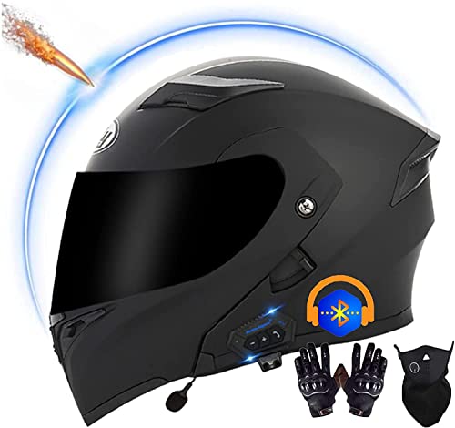 Motorradhelm,Klapphelm Bluetooth Motorrad Helm,Modularer Motorrad Helm Eingebautes Bluetooth-Headset,ECE Genehmigt Integralhelm Motorradhelm Mit Doppelter Sonnenblende