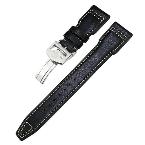 IOTUP Uhrenarmband aus dickem Echtleder, Kalbsleder, 21 mm, 22 mm, für IWC Big Pilot Spitfire IW5009 IW3777, Nieten, Rindsleder, 22 mm, Achat