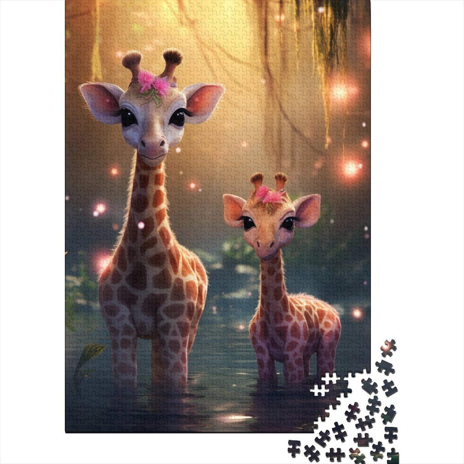 1000-teiliges Puzzle für Erwachsene, Baby-Giraffe, Holzpuzzle für Erwachsene, Puzzle-Spielzeug, Entspannungspuzzle, Spiele, Denksport-Puzzle 29,53x19,69 Zoll