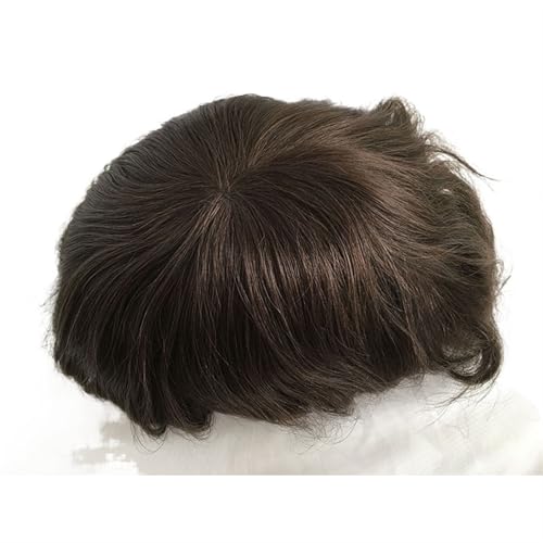 Männer Toupet Mono Lace mit Poly PU Haar-Toupet for Männer 10x8inch Herrenperücken Haarteile Ersatzsystem Natürliche Welle Perücken Toupet Haar(3#)