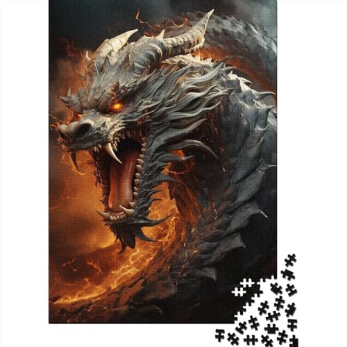 Mythische Feuerdrachen-Puzzles für Erwachsene und Teenager, 1000 Teile, Puzzles für Erwachsene, einzigartige Geburtstags (Größe: 75x50cm)