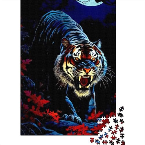 Schwierige, anspruchsvolle Puzzles 1000-teiliges Tiger-Holzpuzzle für Erwachsene. Puzzles eignen ganze Familie und sind 29,53 x 19,69 Zoll groß