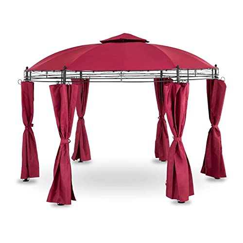 Uniprodo Uni_PERGOLA_3.5BR Gartenpavillon rund Pavillon Festzelt Partyzelt Metall 3,5m 180 g/m² Weinrot