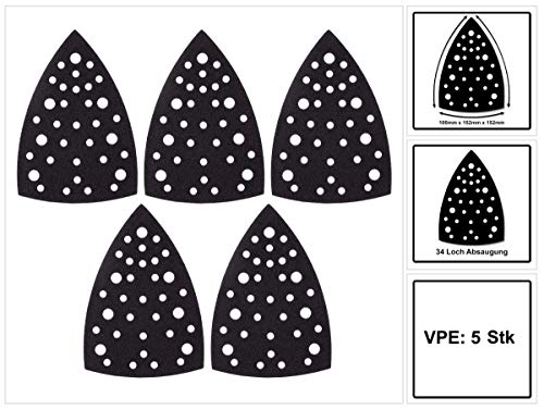 Mirka 8295902011 Schutzauflage Klett für Deltaschleifer Dreieckschleifer, 32-Loch, 100mm x 152mm x 152mm, 5 Stück