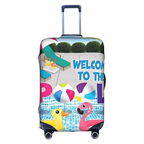 Flamingo und Schwimmbad-Trolley, Reise-Schutzhülle: hohe Elastizität mit Reißverschluss, Größe XL, geeignet für 45,7-81,3 cm (18-32 Zoll) Trolley-Tasche