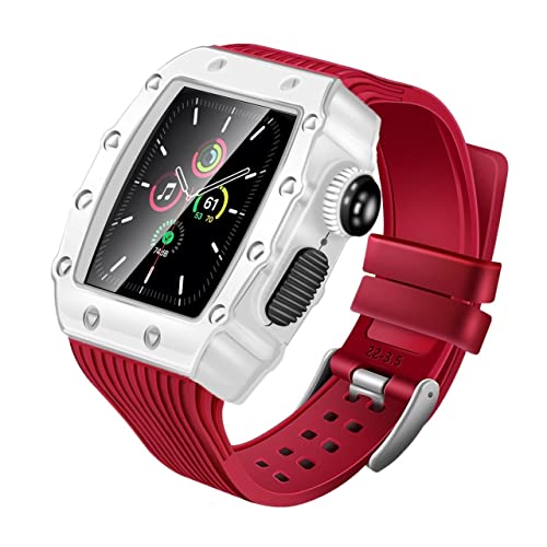 KANUZ Modifikationsarmband für Apple Watch Mod Kit 45, 44 mm, 40 mm, 41 mm, Stoßfänger, Luxus-Hülle, Gummiband, iWatch Serie 7, SE, 6, 5, 4, 3, Set (Farbe: F, Größe: 41 mm)