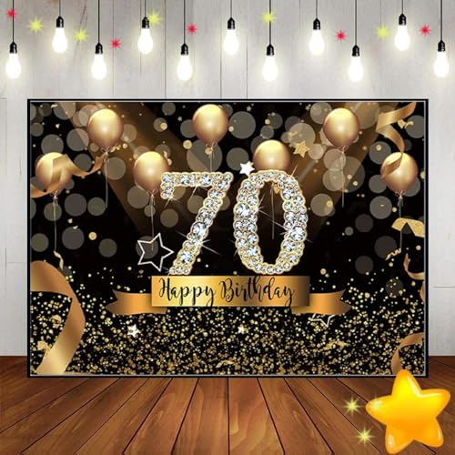 Alles Gute zum 70. Geburtstag Foto Dekoration Kuste Hintergrund Hintergrund Ballon Fotografie Hintergründe Erwachsene Banner Prinz Vinyl Golden 210X150cm