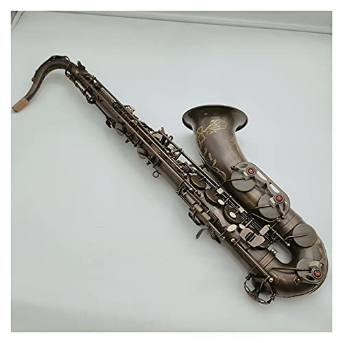 Tenorsaxophon Bb Tune Antikes Kupfer Holzblasinstrument mit Koffer Mundstück (Farbe: Hellgrün)